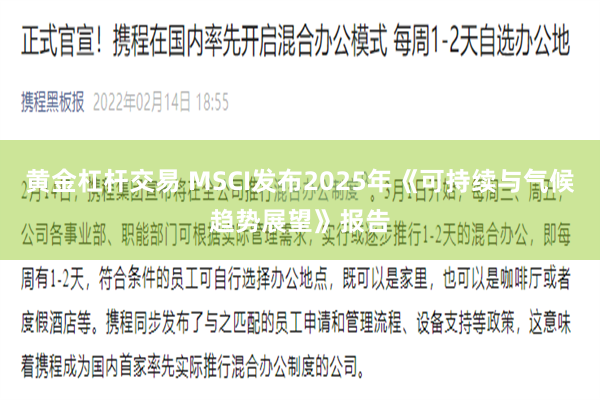 黄金杠杆交易 MSCI发布2025年《可持续与气候趋势展望》报告