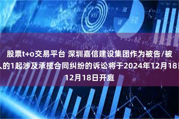 股票t+o交易平台 深圳嘉信建设集团作为被告/被上诉人的1起涉及承揽合同纠纷的诉讼将于2024年12月18日开庭